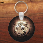 Sepia Kleur Tijger Wild Big Cat Sleutelhanger (Voorkant)