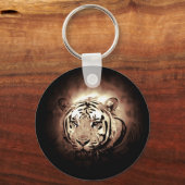 Sepia Kleur Tijger Wild Big Cat Sleutelhanger (Voorkant)