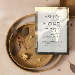 Sepia Kraft Typografie Foto Verloving Uitnodiging