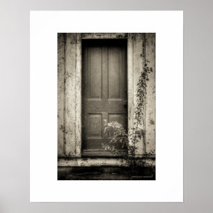 Sepia Landelijke Verlaten Gebouw Deur Posterprint Poster
