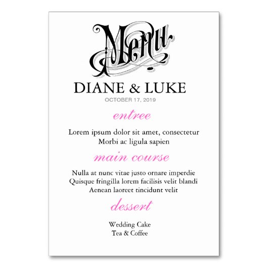  Sepia Las Vegas Bruiloft Menu+Table Kaart (Achterkant)