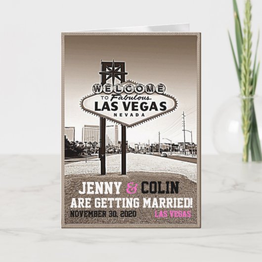 Sepia Las Vegas Foto de datum opslaan Aankondiging (Voorkant)