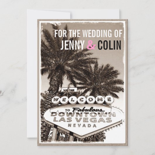 Sepia Las Vegas Modern bruiloft uitnodigingen (Voorkant)