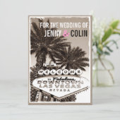 Sepia Las Vegas Modern bruiloft uitnodigingen (Staand voorkant)
