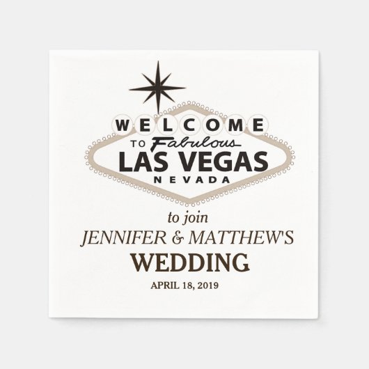 Sepia Las Vegas Welkomstbord Gepersonaliseerde bru Servetten (Voorkant)