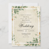 Sepia Leafy Flourish Wedding Kaart (Voorkant)