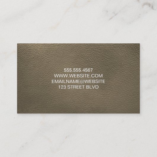 Sepia Leather | Emboss Lettering Visitekaartje (Achterkant)