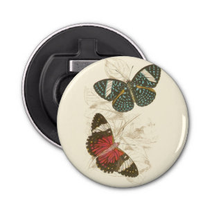 Sepia Leaves met kleurrijke Butterflies Button Flesopener