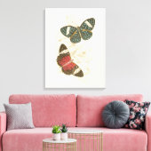 Sepia Leaves met kleurrijke Butterflies Canvas Afdruk (Insitu (Woonkamer))