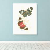 Sepia Leaves met kleurrijke Butterflies Canvas Afdruk (Insitu (Houten vloer))