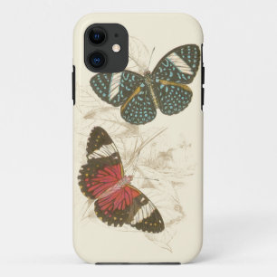 Sepia Leaves met kleurrijke Butterflies Case-Mate iPhone Case