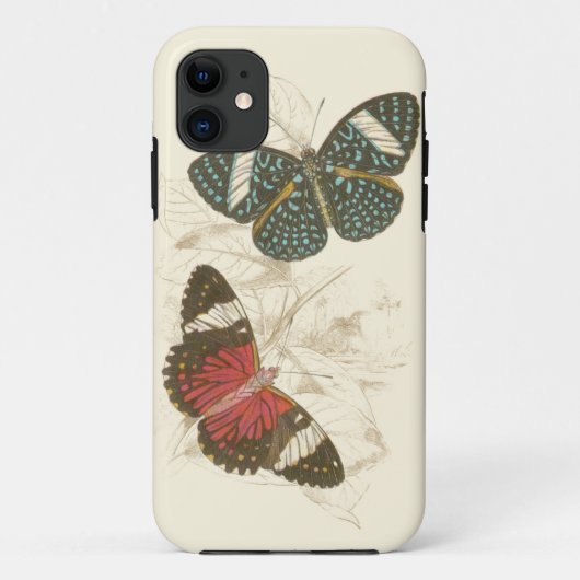 Sepia Leaves met kleurrijke Butterflies Case-Mate iPhone Case (Achterkant)