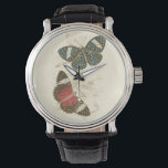 Sepia Leaves met kleurrijke Butterflies Horloge<br><div class="desc">De vleugels van deze kleurrijke vlinders staan prachtig uit tegen de sepiatinten van de handgetrokken bladeren in dit stuk. De fascinerende schoonheid van deze afdruk zou er geweldig uitzien in je huis. Koop vandaag nog een kopie!</div>