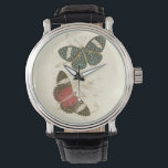 Sepia Leaves met kleurrijke Butterflies Horloge<br><div class="desc">De vleugels van deze kleurrijke vlinders staan prachtig uit tegen de sepiatinten van de handgetrokken bladeren in dit stuk. De fascinerende schoonheid van deze afdruk zou er geweldig uitzien in je huis. Koop vandaag nog een kopie!</div>