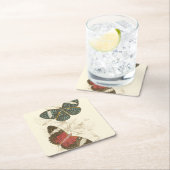 Sepia Leaves met kleurrijke Butterflies Kartonnen Onderzetters (Insitu)