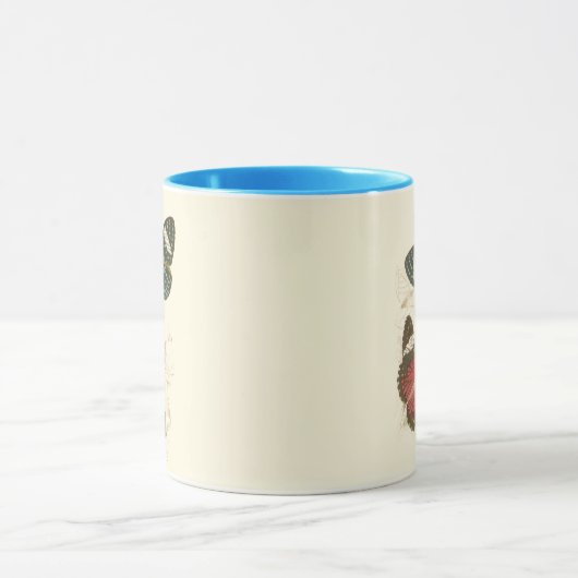 Sepia Leaves met kleurrijke Butterflies Mok (Midden)