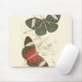 Sepia Leaves met kleurrijke Butterflies Muismat (Met muis)