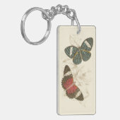 Sepia Leaves met kleurrijke Butterflies Sleutelhanger (Voorkant Links)