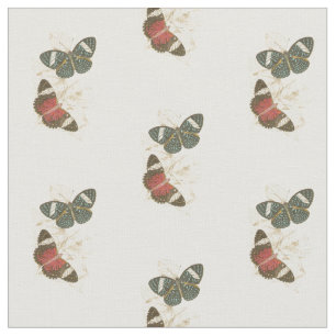 Sepia Leaves met kleurrijke Butterflies Stof