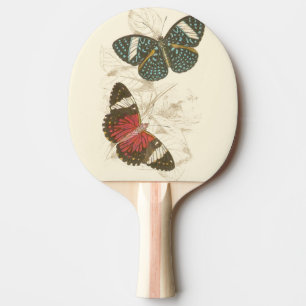 Sepia Leaves met kleurrijke Butterflies Tafeltennisbatje