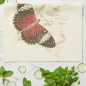 Sepia Leaves met kleurrijke Butterflies Theedoek (Gevouwen)