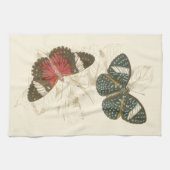 Sepia Leaves met kleurrijke Butterflies Theedoek (Horizontaal)