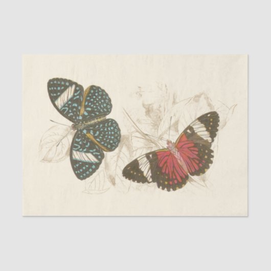 Sepia Leaves met kleurrijke Butterflies Tissuepapier (Voorkant)