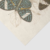 Sepia Leaves met kleurrijke Butterflies Tissuepapier (Detail)