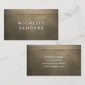 Sepia-leertextuur | Dubbel gestikt Visitekaartje (Voorkant / Achterkant)