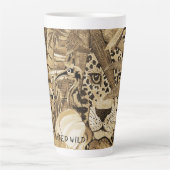 Sepia Leopard  Latte Mok (Voorkant)
