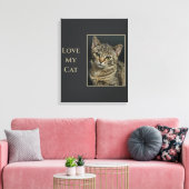 Sepia Liefde mijn Kat met Foto Canvas Afdruk (Insitu (Woonkamer))