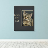 Sepia Liefde mijn Kat met Foto Canvas Afdruk (Insitu (Houten vloer))