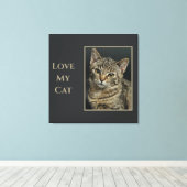 Sepia Liefde mijn Kat met Foto Canvas Afdruk (Insitu (Houten vloer))