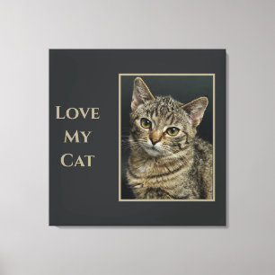 Sepia Liefde mijn Kat met Foto Canvas Afdruk
