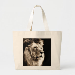 Sepia Lion Grote Tote Bag