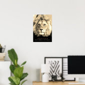  Sepia Lion Motivatie uitdaging Poster (Thuiskantoor)