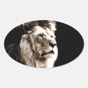 Sepia Lion Ovale Sticker