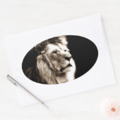 Sepia Lion Ovale Sticker (Envelop)