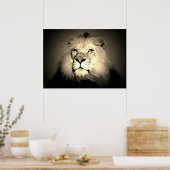 Sepia Lion - Wild Animal Ouderwets Fotografie Poster (Keuken)