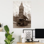 Sepia  Londen Bus Big Ben Poster (Thuiskantoor)