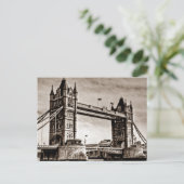  Sepia London Tower Bridge Briefkaart (Staand voorkant)