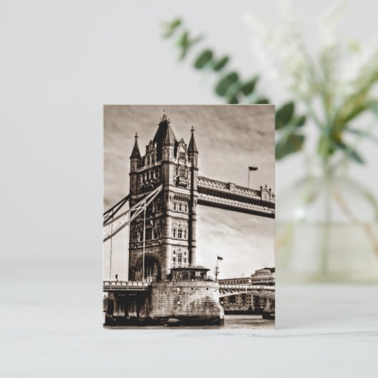  Sepia London Tower Bridge Briefkaart (Staand voorkant)