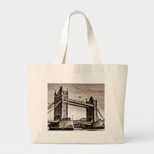 Sepia London Tower Bridge Grote Tote Bag (Voorkant)
