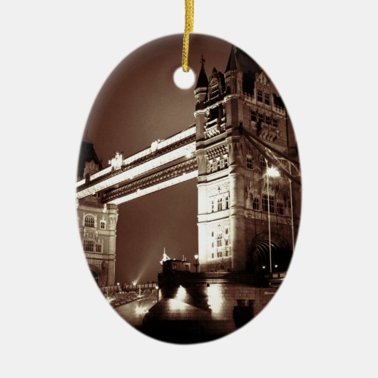  Sepia London Tower Bridge Keramisch Ornament (Voorkant)