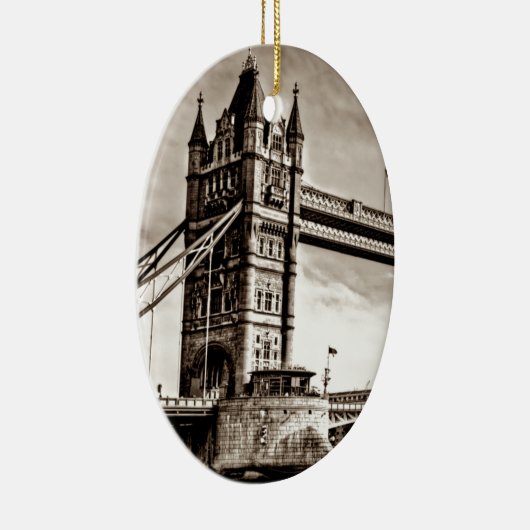  Sepia London Tower Bridge Keramisch Ornament (Rechts)