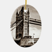  Sepia London Tower Bridge Keramisch Ornament (Voorkant)
