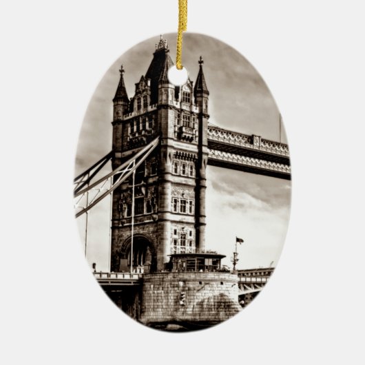  Sepia London Tower Bridge Keramisch Ornament (Voorkant)