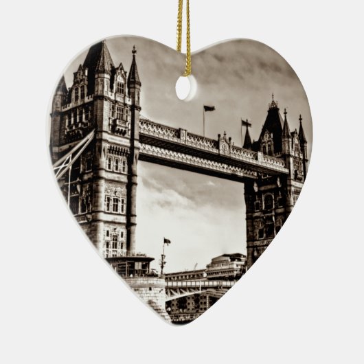 Sepia London Tower Bridge Keramisch Ornament (Rechts)
