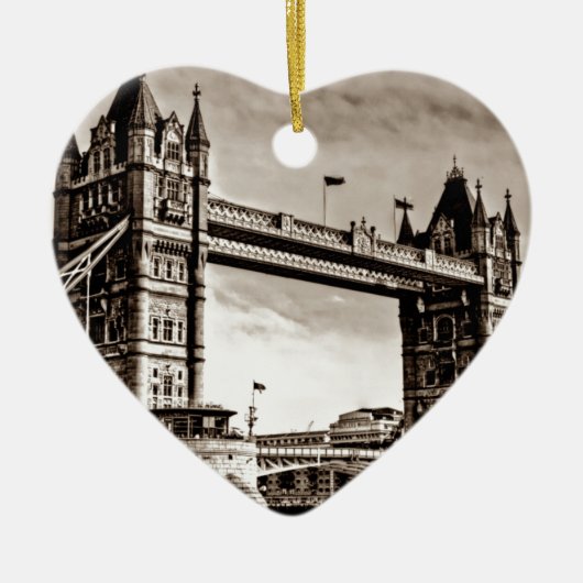  Sepia London Tower Bridge Keramisch Ornament (Voorkant)