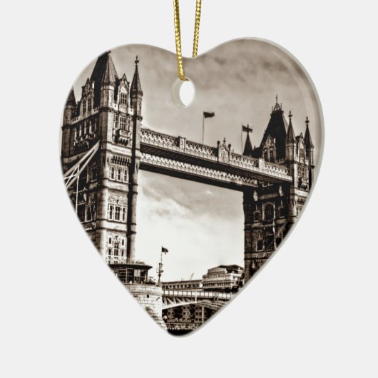 Sepia London Tower Bridge Keramisch Ornament (Links)